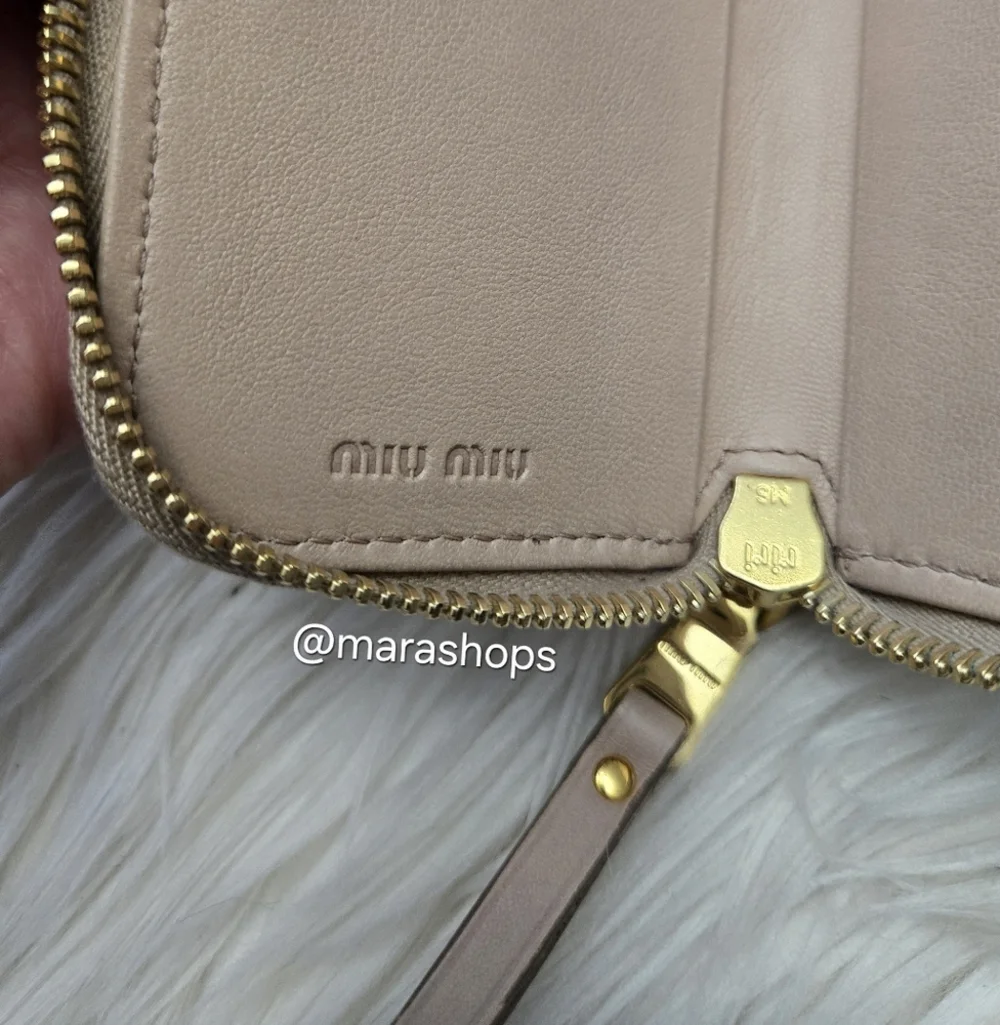 Miu Miu Matelassé Leather Zip Around Key Case